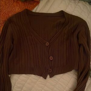 Brown crop cardigan